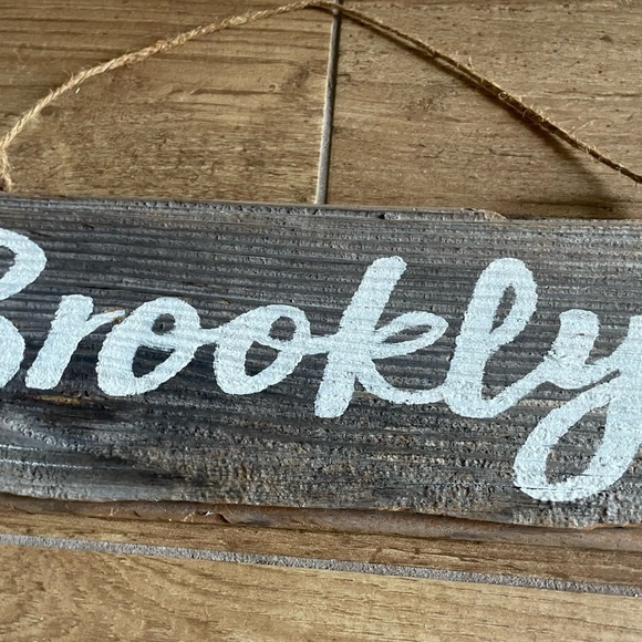 Handmade Reclaimed Barn Wood "Brooklyn" Home Wall Decor Hanging Sign - Picture 3 of 7